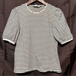 Simons Contemporaine Black & White Striped Top | Minimal Chic | S